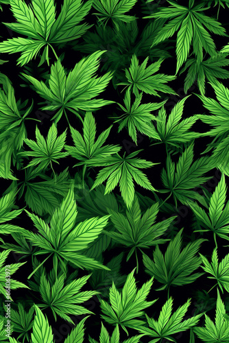 seamless pattern texture background with a green cannabis marijuana leaves