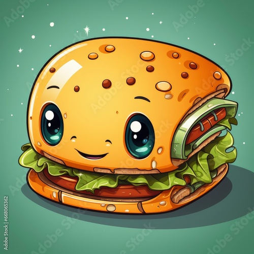 Alien Sandwich SpaceIcon,Cartoon Illustration, For Printing photo