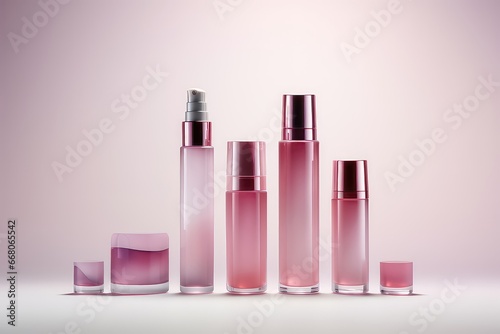 Soft Pink Cosmetics Packaging Stands Out On Gradient Background © Anastasiia