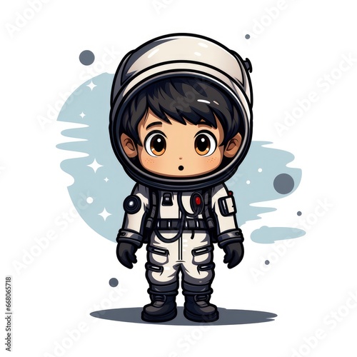 Astronaut Confused ThinkingIcon,Cartoon Illustration, For Printing