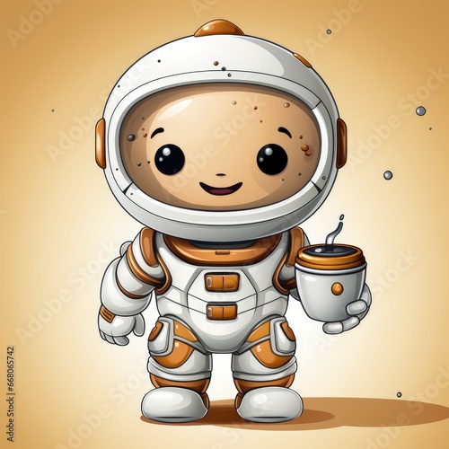 Astronaut CupIcon Illustration ,Cartoon Illustration, For Printing photo