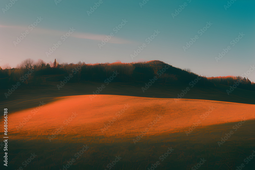 Fototapeta premium a sunset hill_.Generative AI