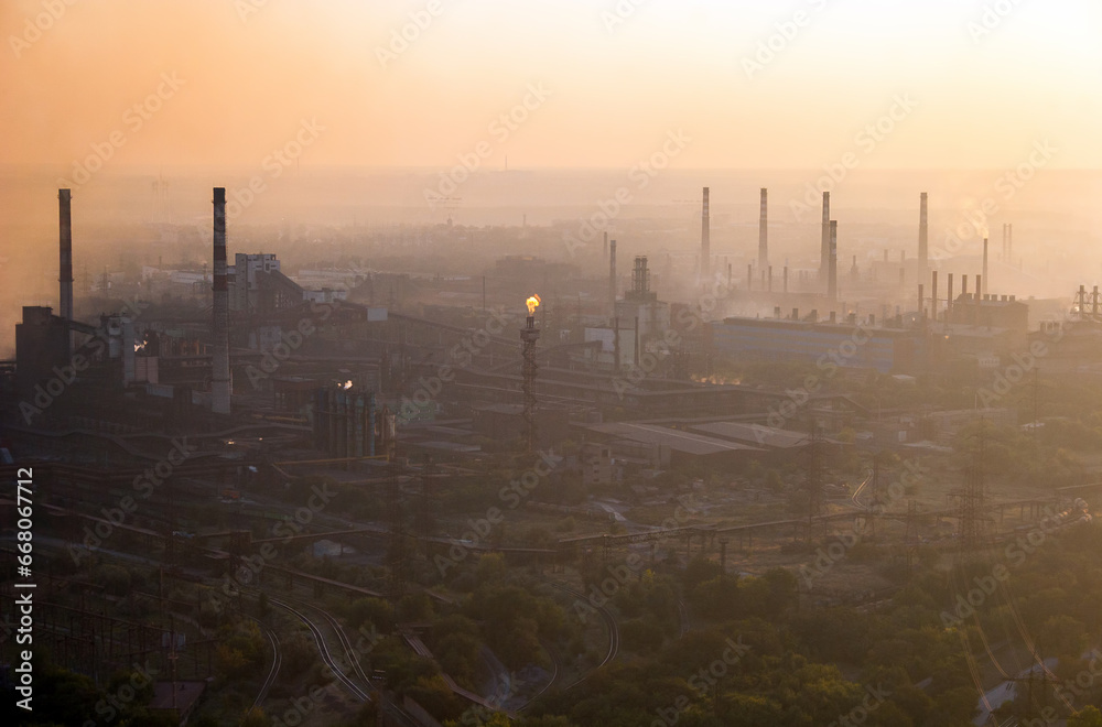 Metallurgical plants in the smoke