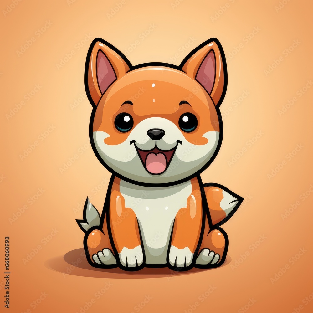 Shiba Inu Dog Poke Bone,Cartoon Illustration, For Printing Shiba Inu Dog Poke Bone,Cartoon Illustration, For Printing