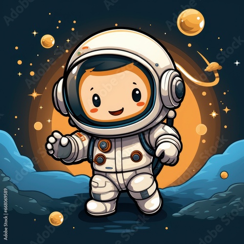 Astronaut Lay MoonIcon,Cartoon Illustration, For Printing © IMPic
