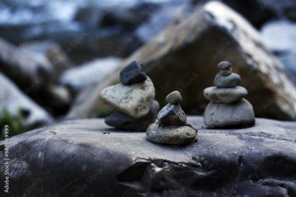 rock balancing. Balanced placement of stones. the art of balance Stock ...