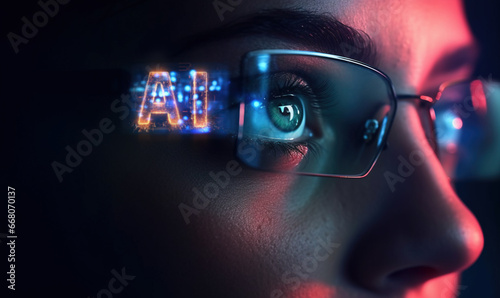 Close-up on Artificial intelligence powered glasses photo