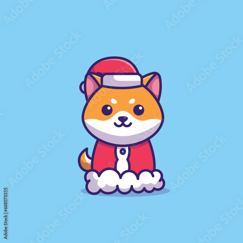 Cute shiba inu christmas costume simple cartoon vector illustration christmas concept icon isolated © Satisfactoons