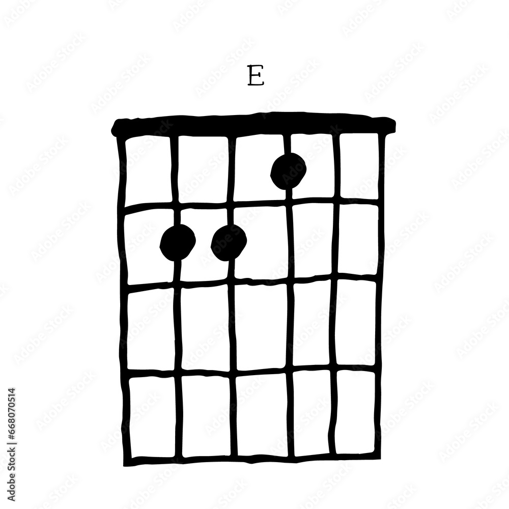 Guitar Chords doodle, note and melody hand drawn