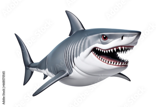 white shark fun character cartoon isolated on transparent background © magann