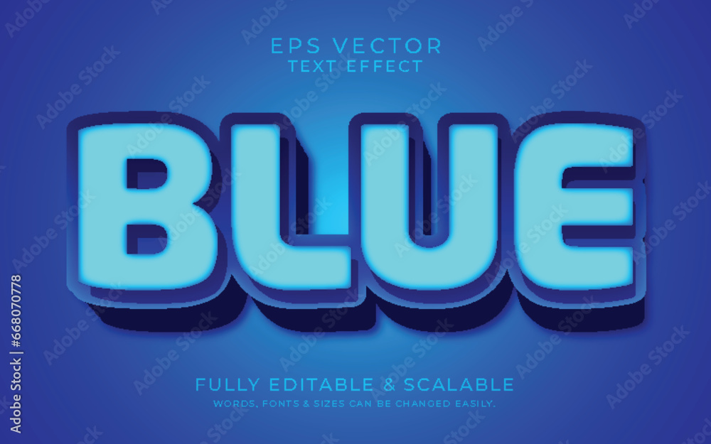 Blue 3D Text Effect fully editable vector Blue 3D Text Effect fully editable vector