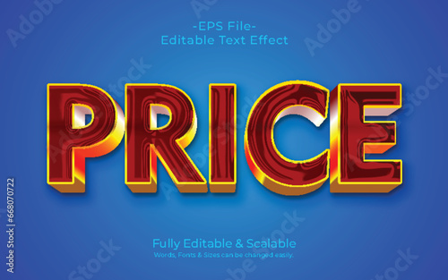 Price 3D Text Effect fully editable vector