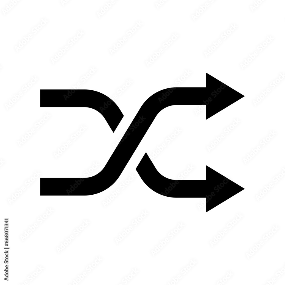 Vector flat style illustration of the shuffle icon isolated on white background Vector flat style illustration of the shuffle icon isolated on white background