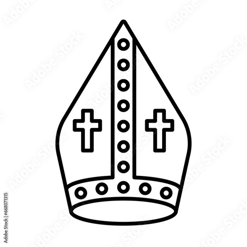 Bishop or pope hat vector flat style icon  isolated on white background