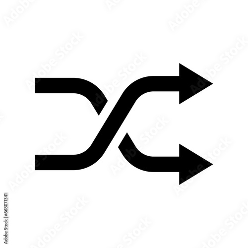 Vector flat style illustration of the shuffle icon isolated on white background