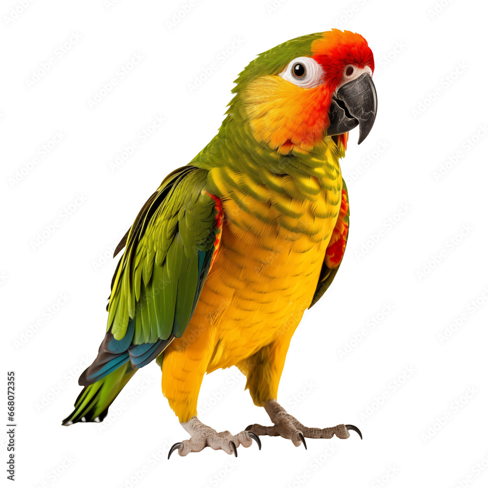Colorful macaw parrot isolated on white background with clipping path