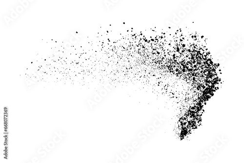 Black grainy texture isolated on white background. Dust overlay. Dark noise granules. Digitally generated image. Vector illustration. Design elements.