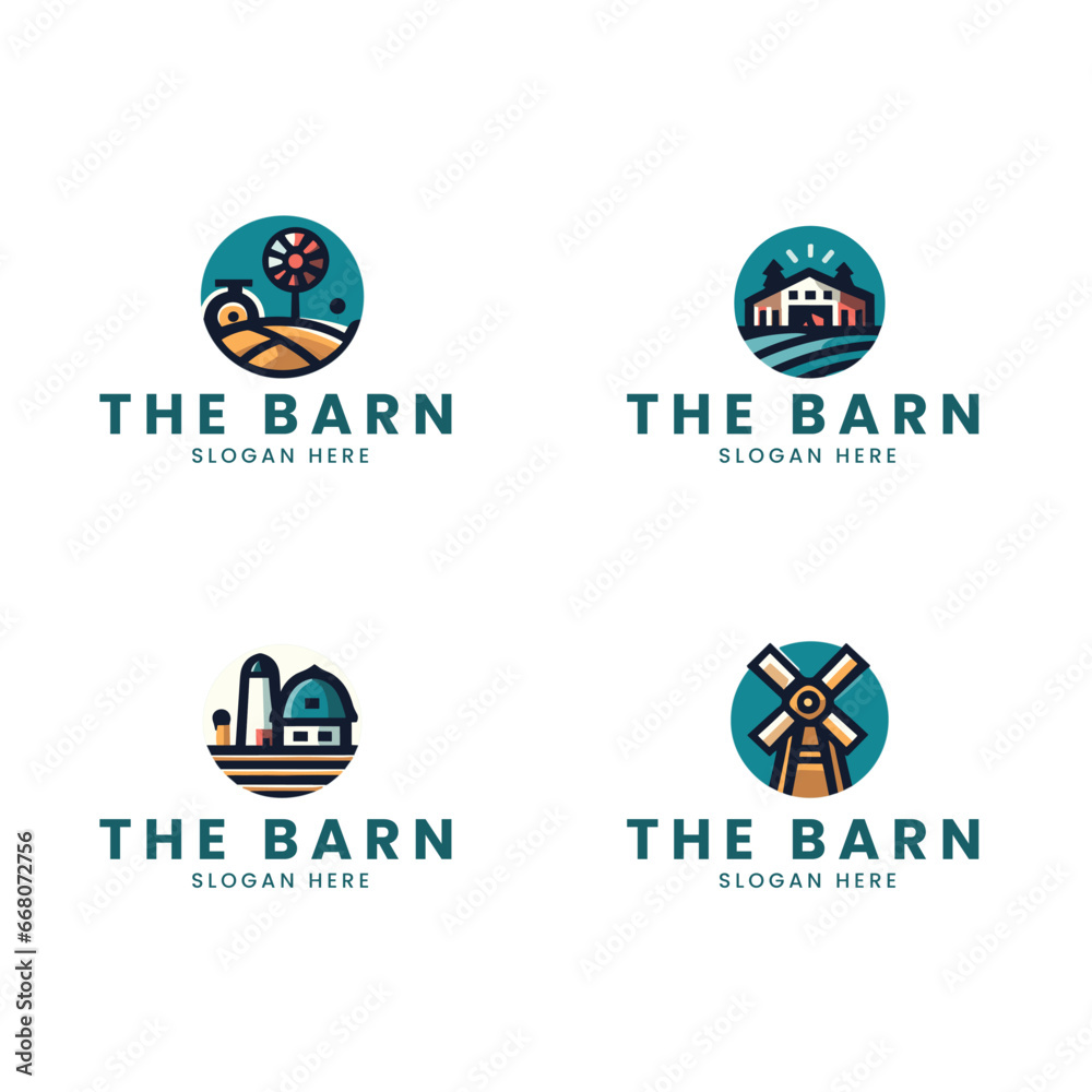 Vector flat farm logo and icon logo vector bundle collection Vector flat farm logo and icon logo vector bundle collection