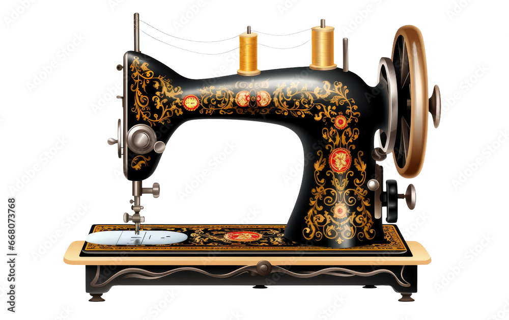 Sewing Machine On Transparent Background.