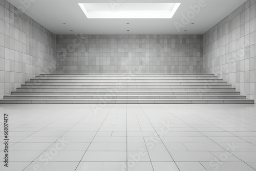 An abstract background image for creative content  featuring a spacious room with full-width steps  providing an intriguing space for creative endeavors. Photorealistic illustration