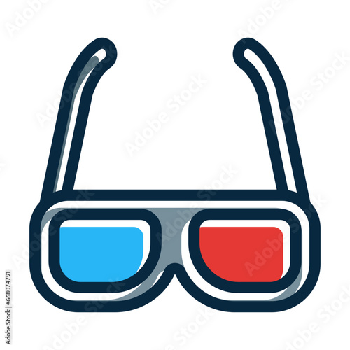 3d Glasses  Vector Thick Line Filled Colors Icon Design Vector Thick Line Filled Colors Icon Design