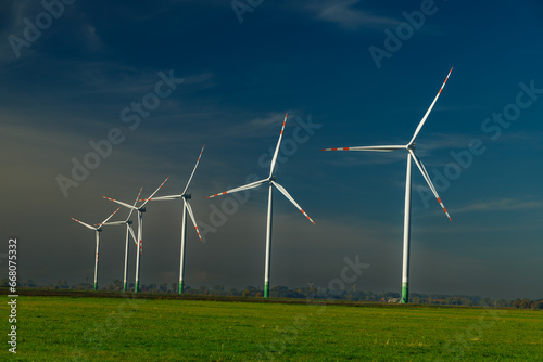 Wind turbines in Zulawy, Poland