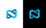 Modern connected outline N letter logo
