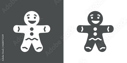Tiempo de Navidad. Postre navideño. Logo con silueta de hombre de pan de jengibre para usar en invitaciones y felicitaciones