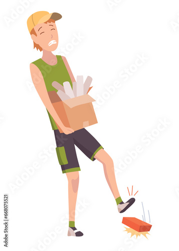 Household injurie. Isolated icon of home trouble. Warning about possible dangerous situation. People character getting civilian trauma. Vector illustration of accident