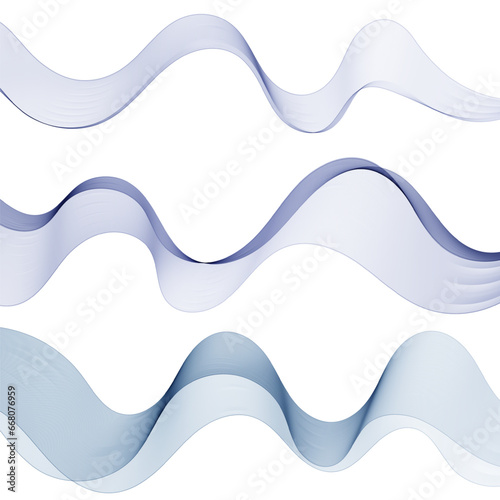 Abstract vector background. Design element - colored waves. Set of curved lines isolated on white background. Set with blue waves. eps 10
