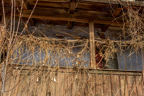 Romanian traditional wooden clay house abandoned