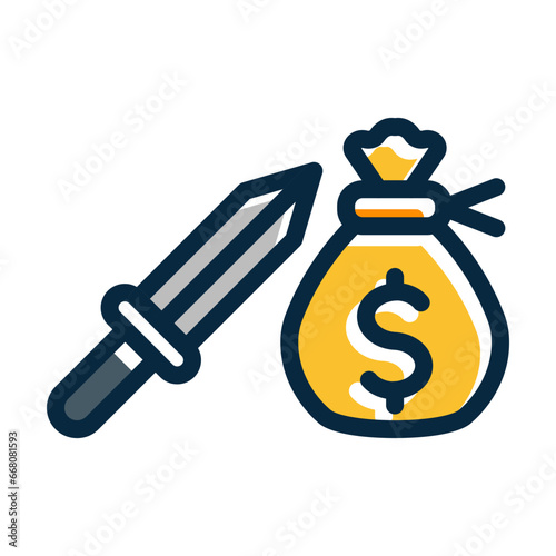 Extortion  Vector Thick Line Filled Colors Icon Design Vector Thick Line Filled Colors Icon Design