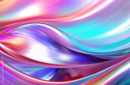 Colored shiny surface background, in the style of distorted form and neon realism. Holography.