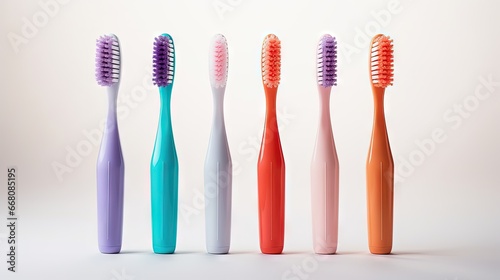 Vibrant toothbrushes close ...