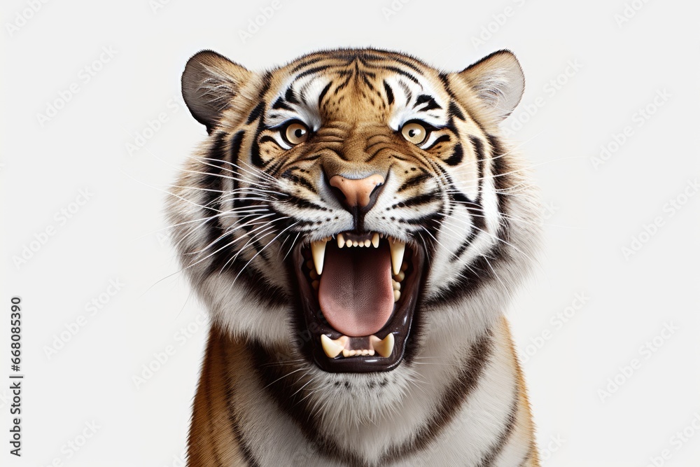 Obraz premium Tiger face on a white background