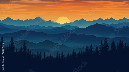 Mountain forest landscape silhouette. Travel background panorama © Lubos Chlubny