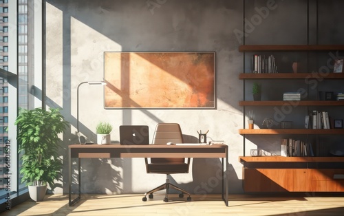 3D rendering Office idea and meeting room inside wall art. 3D illustration.