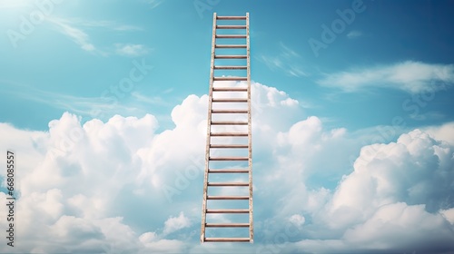 Wooden ladder reaching towa...