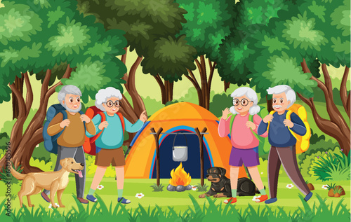 Retirees Enjoying Camping Adventures in Nature