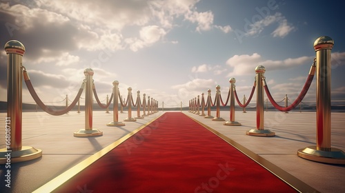 Red carpet stretched along ...