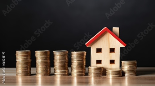 Small house on wooden block...