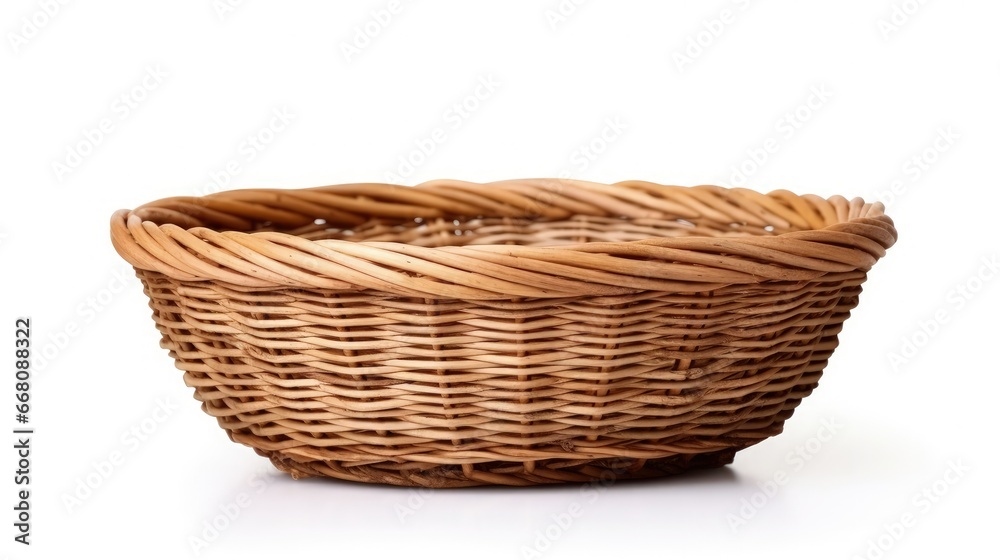 White isolated wicker basket for Easter White isolated wicker basket for Easter
