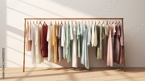 white room with hangers hol...