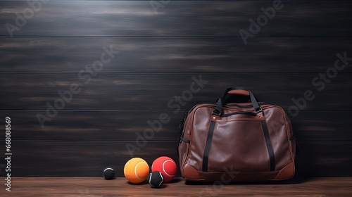 Tennis gear on wooden surfa...