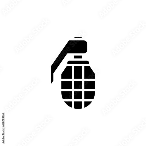 Grenade in black fill silhouette icon. War design element template vector illustration in trendy style. Editable graphic resources for many purposes.
