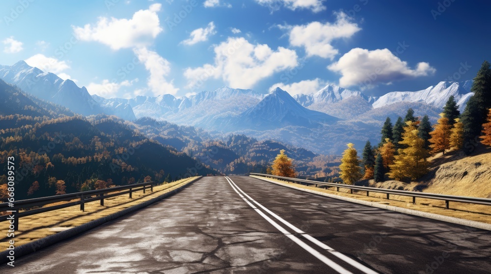 Scenic autumn road in the mountains
