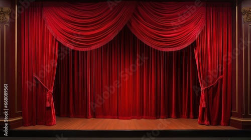 Theater curtain closed and red
