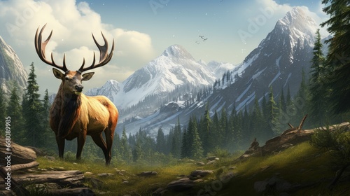 Western elk in their natural habitat