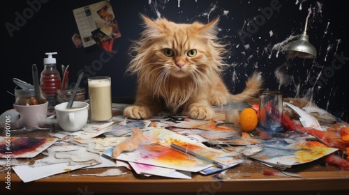 The desk is messy because o...