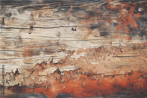 texture of old, damaged cracked wood bleached with white paint with knots